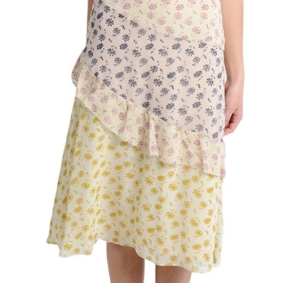 Joie Orita Silk Colorful Floral Print Flutter Sleeve V Neck Midi Dress Size 6 - Picture 9 of 15